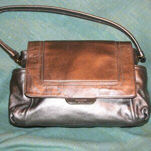 Kate Spade Silver Flap Shoulder Bag Metallic Leather Shoulder Handbag Purse